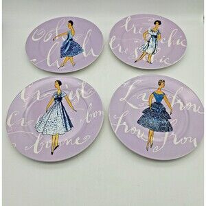 Rosanna Studio Dessert Salad Snack Plates Women Wearing Fashion Dresses Set of 4